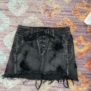 NBW Black Distressed Jean skirt